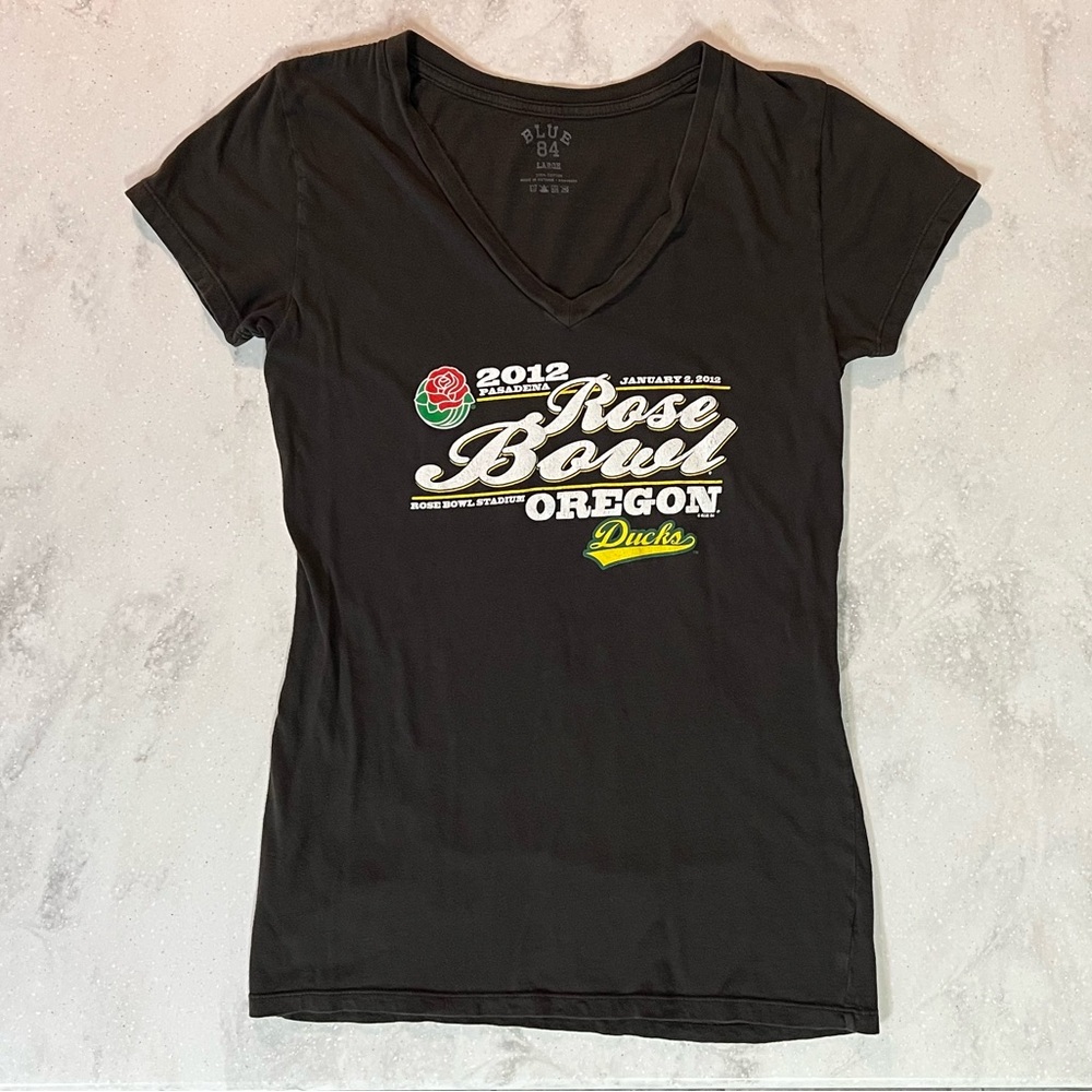 Blue 84 Oregon Ducks 2012 Rose Bowl V-Neck T-Shirt Charcoal Size Large